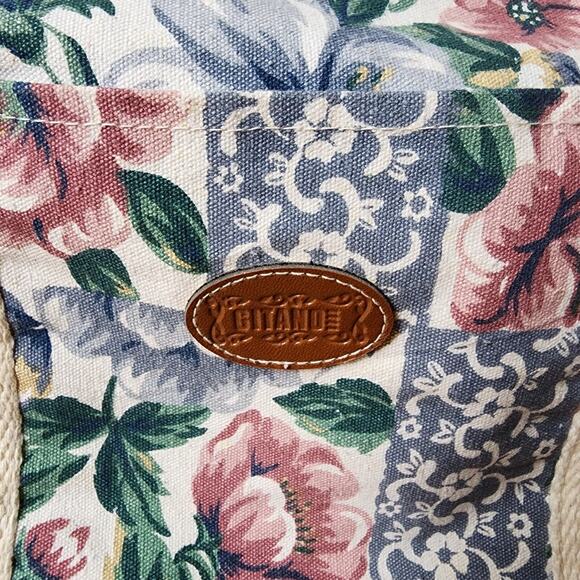 Gitano Floral Tapestry Weekender Duffle Bag With Leather Straps 90's Vintage - Picture 2 of 11